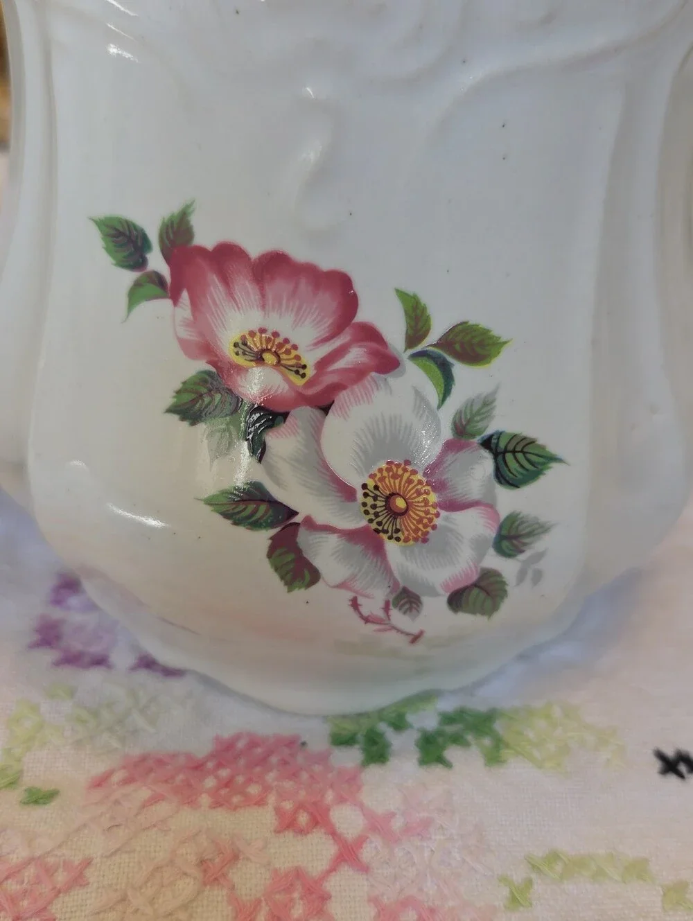 3 Pc. House of Webster Briar Rose Biscuit And Cream Set Farmhouse Granny Chic